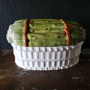 Vintage Meiselman Made in Italy Ceramic Asparagus Tureen / Covered Dish